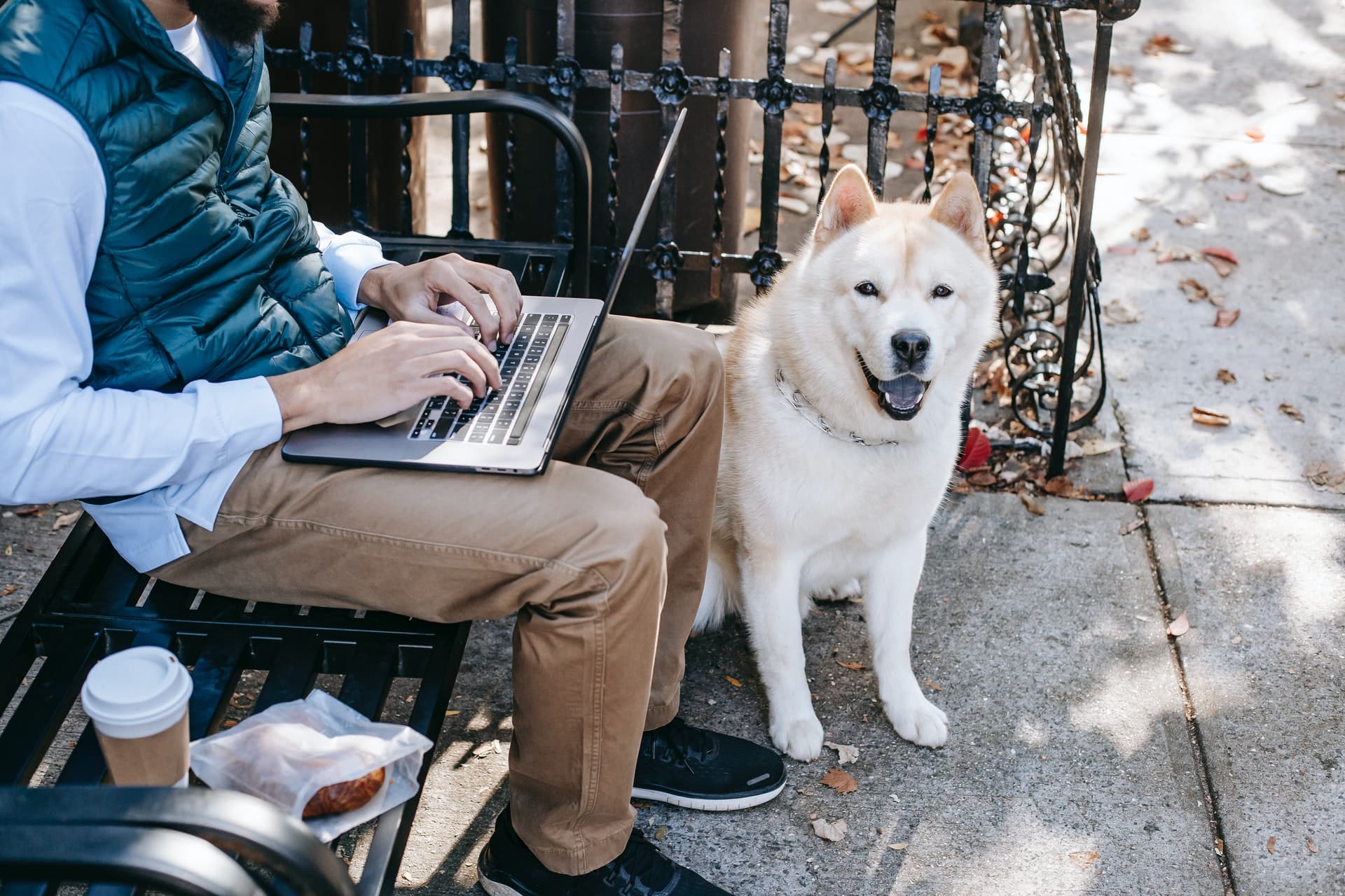 Family enjoying time with their dog